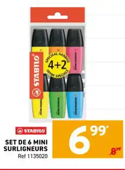 Trafic STABILO Set de 6 mini surligneurs offre