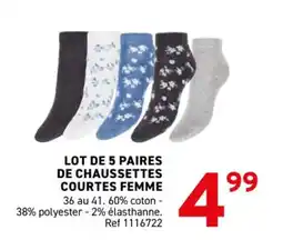 Trafic Lot de 5 paires de chaussettes courtes femme offre