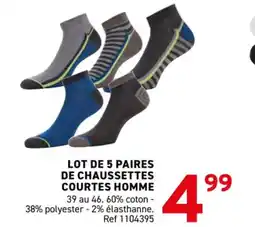Trafic Lot de 5 paires de chaussettes courtes homme offre