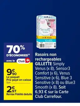 Carrefour GILLETTE Rasoirs non rechargeables offre