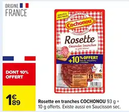 Carrefour COCHONOU Rosette en tranches offre