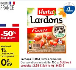 Carrefour HERTA Lardons offre