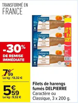 Carrefour DELPIERRE Filets de harengs fumés offre