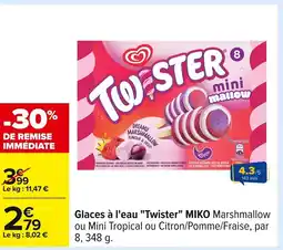 Carrefour MIKO Glaces à l'eau Twister offre