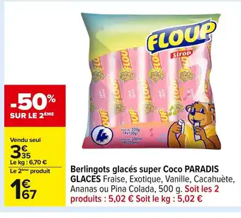 Carrefour PARADIS GLACES Berlingots glacés super Coco offre