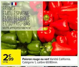 Carrefour poivron rouge ou vert offre