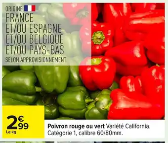 Carrefour poivron rouge ou vert offre
