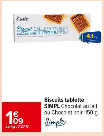 Carrefour SIMPL Biscuits tablette offre