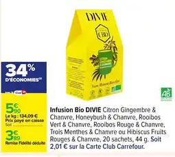 Carrefour DIVIE Infusion Bio offre