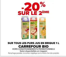 Carrefour CARREFOUR BIO Sur tous les purs jus en brique offre