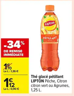 Carrefour LIPTON Thé glacé pétillant offre