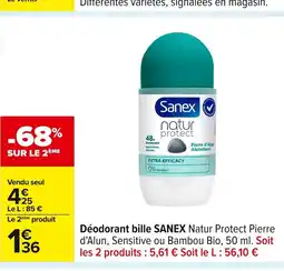 Carrefour SANEX Déodorant bille offre