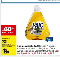 Carrefour PAIC Liquide vaisselle offre