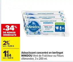 Carrefour MINIDOU Adoucissant concentré en berlingot offre