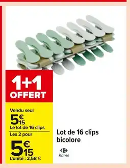 Carrefour Lot de 16 clips bicolore offre