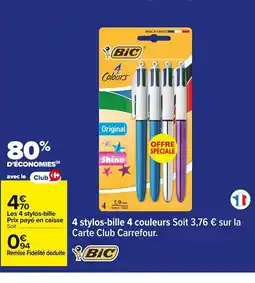 Carrefour UHU 4 Stylos-bille 4 couleurs offre