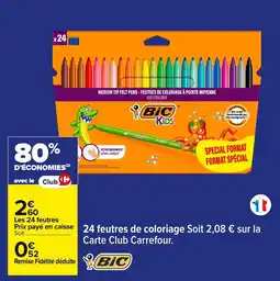 Carrefour BIC 24 Feutres de coloriage offre