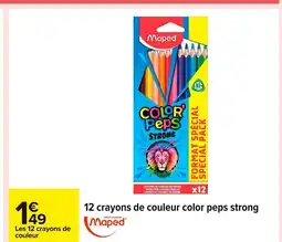 Carrefour MAPED 12 crayons de couleur color peps strong offre