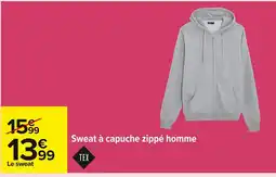 Carrefour Sweat à capuche zippé homme offre