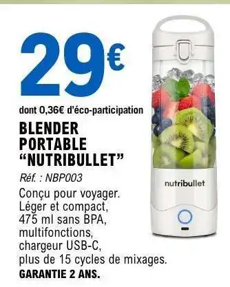 E.Leclerc BLENDER PORTABLE NUTRIBULLET offre