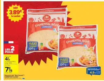 Carrefour Emmental râpé Maxi Format offre