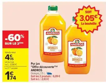 Carrefour Pur jus Offre découverte ANDROS offre