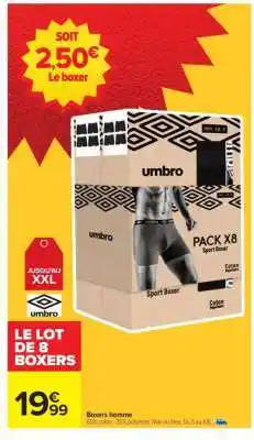 Carrefour LE LOT DE 8 BOXERS offre