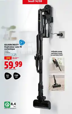 Lidl Silvercrest aspirateur sans fil cyclonique offre
