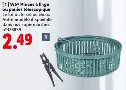 Lidl W5 Pinces à linge ou panier télescopique offre