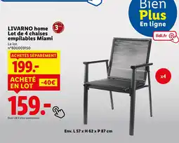 Lidl LIVARNO Lot de 4 chaises empilables miami offre