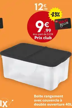 Maxi Bazar Boite rangement avec couvercle à double ouverture 40L offre