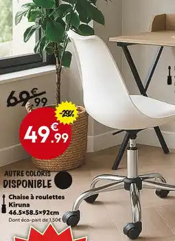 Maxi Bazar Chaise à roulettes Kiruna 46.5×58.5×92cm offre