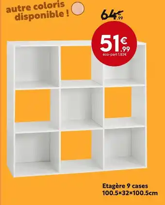 Maxi Bazar Étagère 9 cases 100.5×32×100.5cm offre