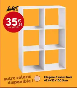 Maxi Bazar Étagère 6 cases bois 67.6×32×100.5cm offre