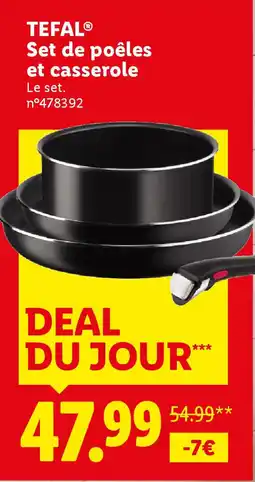 Lidl Tefal set de poêles et casserole offre