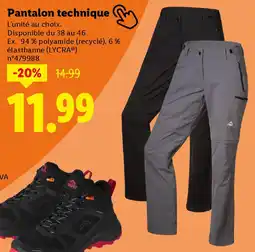 Lidl Pantalon technique offre