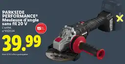 Lidl Parkside performance meuleuse d'angle sans fil 20 v offre
