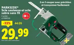 Lidl Parkside scie sauteuse et scie sabre sans fil offre