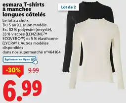 Lidl Esmara t-shirts à manches longues côtelés offre