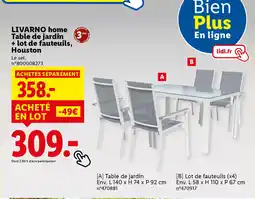 Lidl Livarno home table de jardin + lot de fauteuils, houston offre