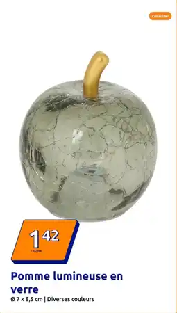 Action Pomme lumineuse en verre offre