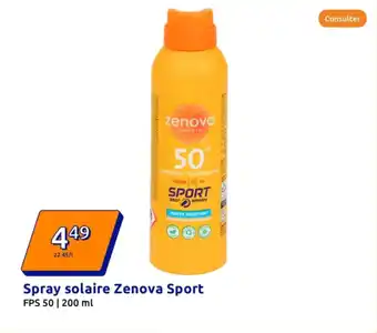 Action Spray solaire Zenova Sport offre