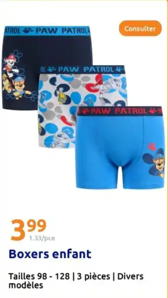 Action Boxers enfant offre