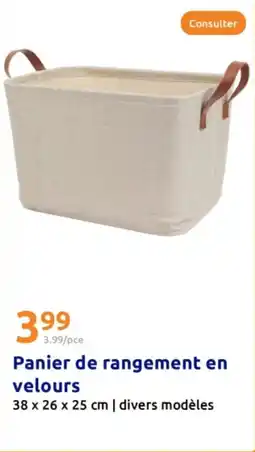 Action Panier de rangement en velours offre