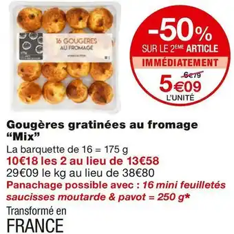 Monoprix Mix gougères gratinées au fromage offre