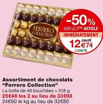 Monoprix Ferrero collection assortiment de chocolats offre