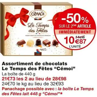 Monoprix Cémoi assortiment de chocolats le temps des fêtes offre