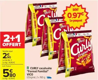 Carrefour Curly cacahuète "format familial" vico offre