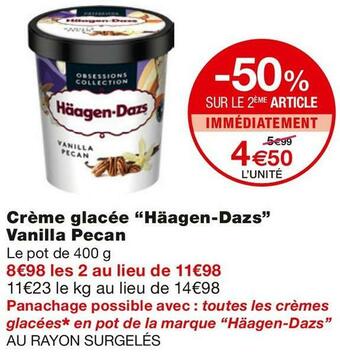 Monoprix Häagen-dazs crème glacée vanilla pecan offre