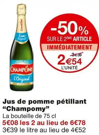 Monoprix Champomy jus de pomme pétillant offre